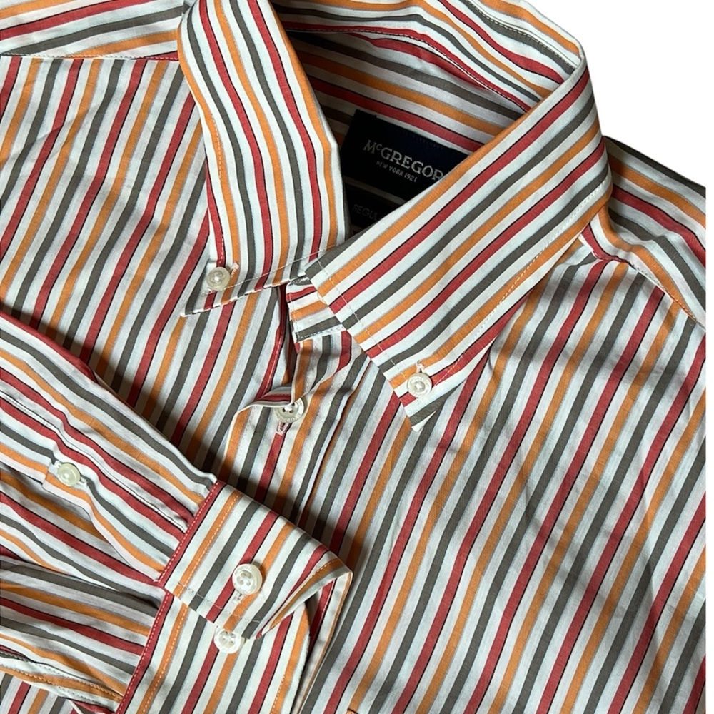 McGregor Men’s Regular Fit Multicolor Striped Long Sleeve Button Down Shirt SZ S
